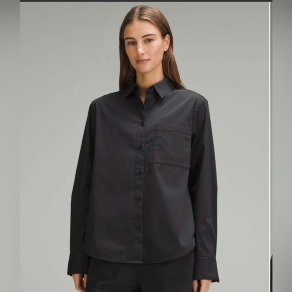 lululemon athletica Tops - Lululemon Shirt Women's Casual Relaxed-Fit Cotton-Blend Poplin Button-Down M